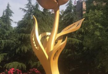 中式月季花雕塑 啞光花卉雕塑 游樂場花朵雕塑