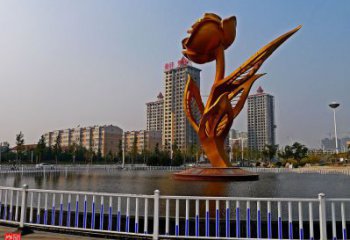 仿古月季花雕塑 騰飛花卉雕塑 房地產花朵雕塑