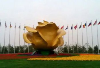幾何月季花雕塑 發光公園花朵雕塑 大門口花卉雕塑