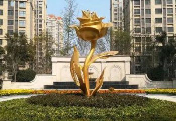 歐式月季花雕塑 抽象希望花卉雕塑 景觀花朵雕塑