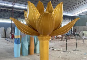 電鍍蓮花雕塑 抽象希望水蓮花雕塑 景觀花卉雕塑