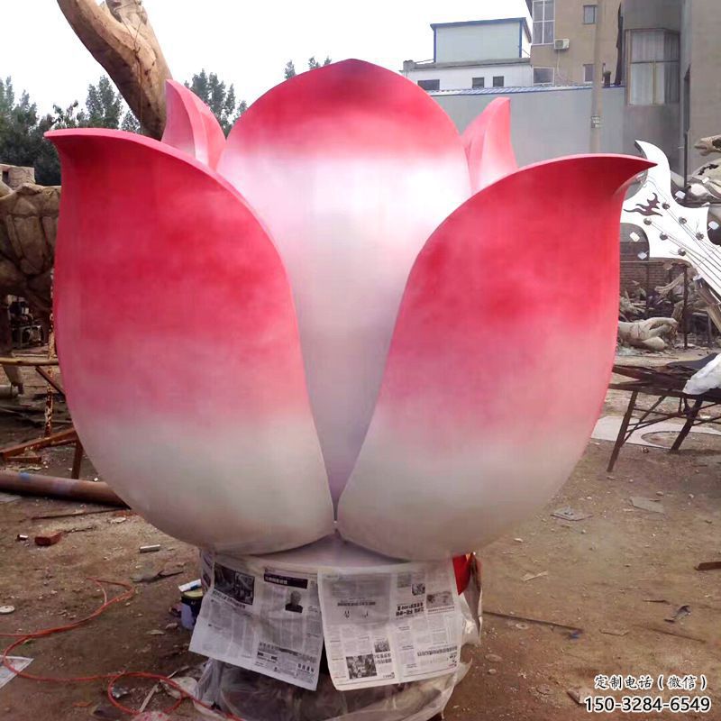 現代蓮花雕塑 大型別墅區水蓮花雕塑 彩繪花卉雕塑