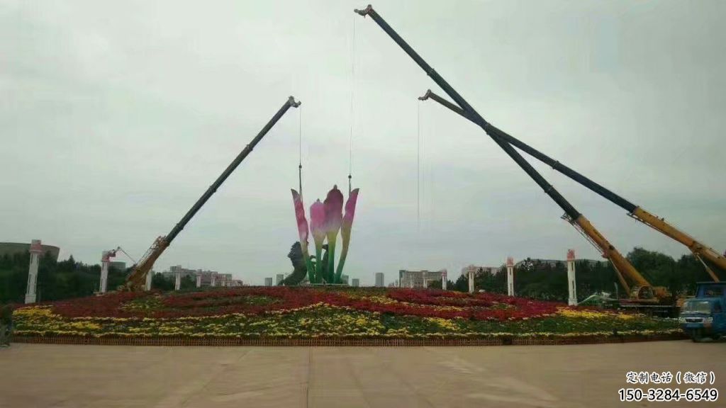 現代蘭花雕塑 大型別墅區玉蘭花雕塑 彩繪雕塑