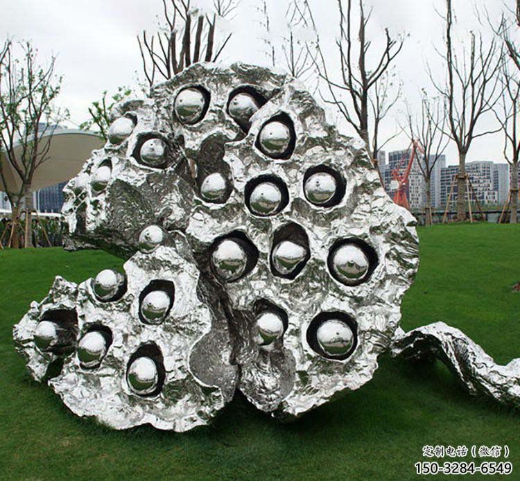 噴漆蓮蓬雕塑 中式村口植物雕塑 草地雕塑