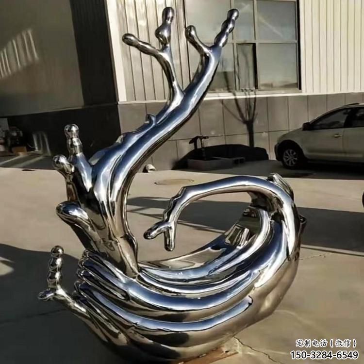 仿真水花雕塑 電鍍現代水景雕塑 戶外雕塑