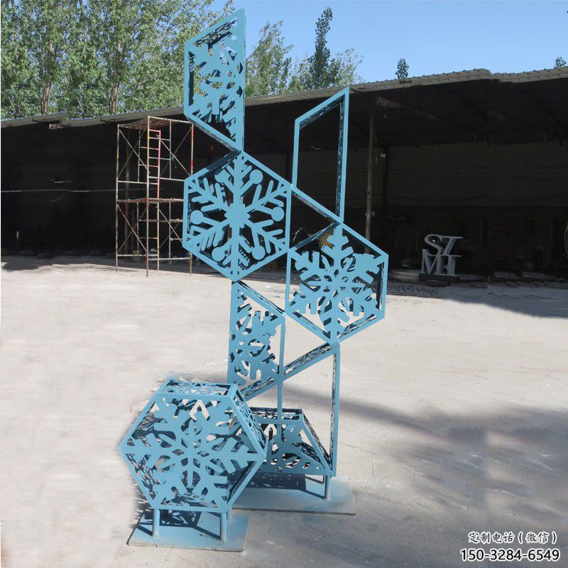 商業街雪花雕塑 烤漆雕塑 彩繪窗花雕塑