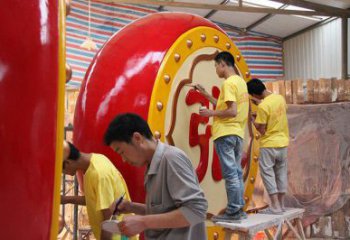 景觀戰鼓雕塑 烤漆大型喜慶雕塑 酒店民族雕塑
