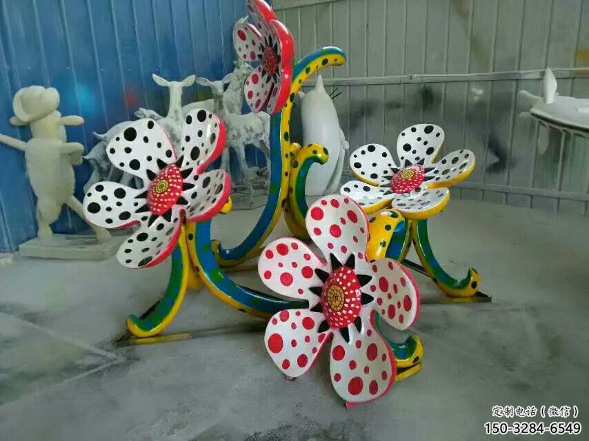 創(chuàng)意喇叭花雕塑 啞光花卉雕塑 公園雕塑