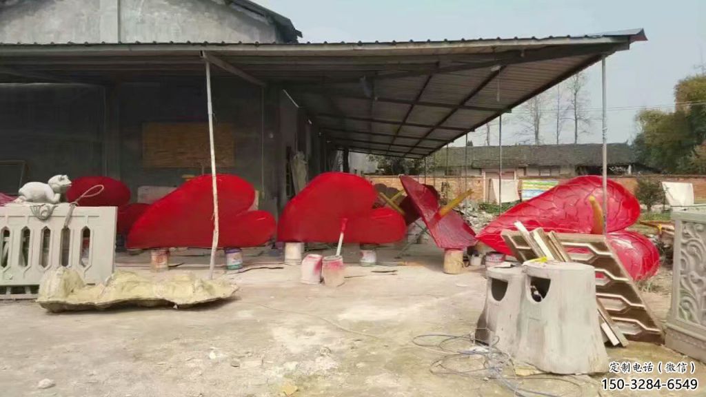 烤漆喇叭花雕塑 鋼管花卉雕塑 室內雕塑