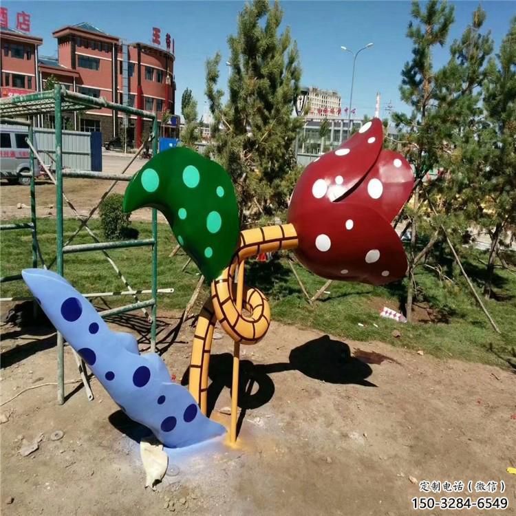 彩繪喇叭花雕塑廠家 景觀雕塑 街頭花卉雕塑