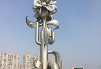 仿古喇叭花雕塑 騰飛花卉雕塑 房地產雕塑