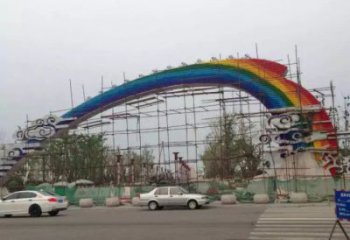 祥云大門雕塑，城市地標建筑，不銹鋼祥云大門雕塑