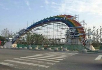 云朵大雁大門雕塑，地域形象美陳，烤漆工藝制作