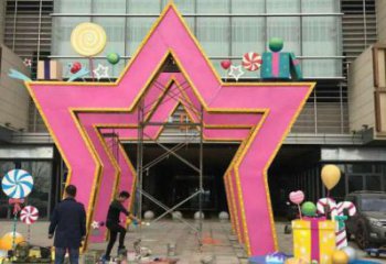 五角星門套雕塑，美陳藝術概念，不銹鋼大門雕塑展示