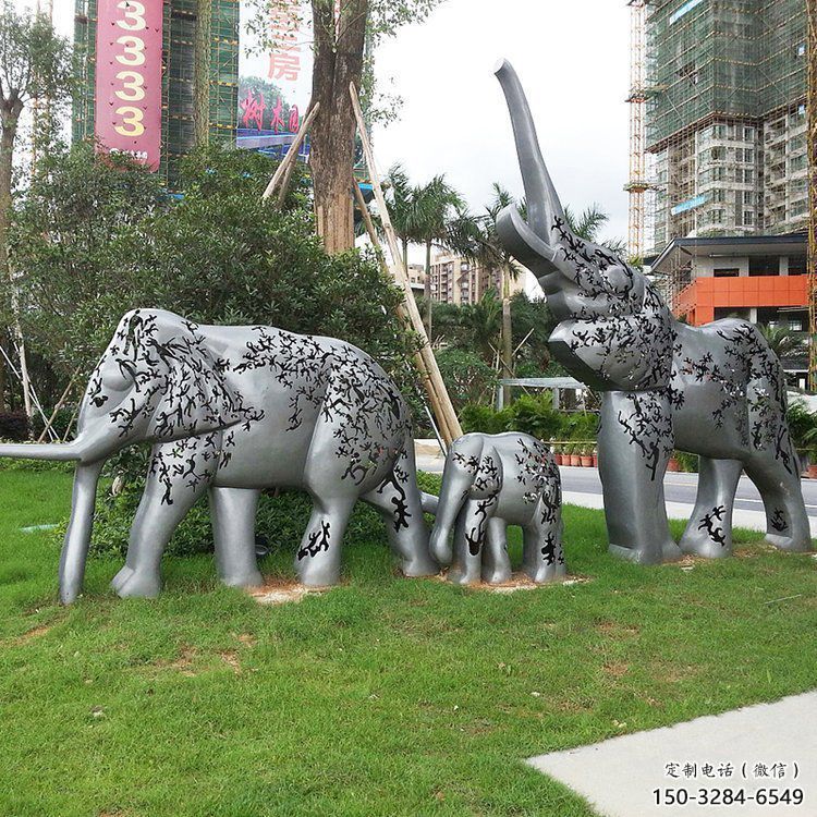 大象雕塑精品，白鋼構件，別墅卡通大象雕塑供求