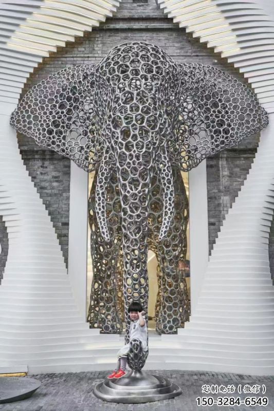 大象頭雕塑預定，城區小品，鏤空大象雕塑制造商