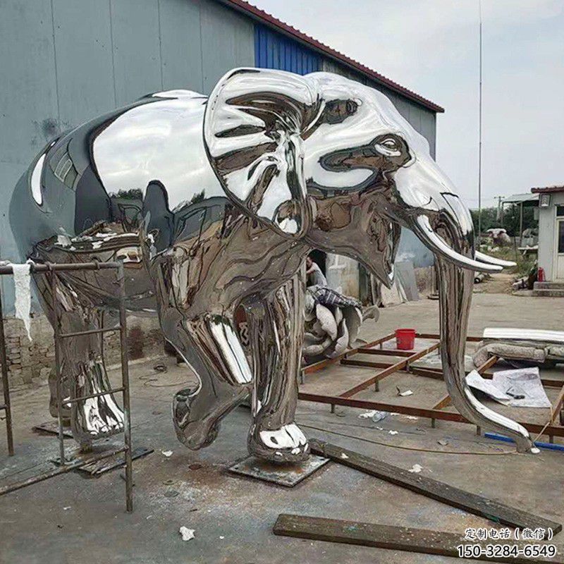 不銹鋼大象雕塑生產，廣場雕塑，鏡面大象雕塑展品