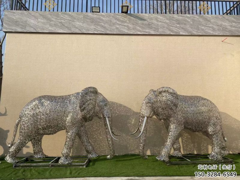 門口大象雕塑點擊，地標擺件，鏤空大象雕塑承接