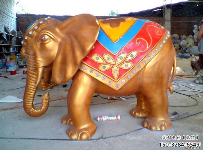 大象雕塑展品，公園小品，彩繪大象雕塑生產商