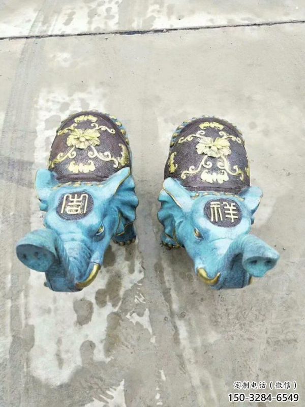 金屬大象景觀雕塑批發，街頭藝術，彩繪大象雕塑展品