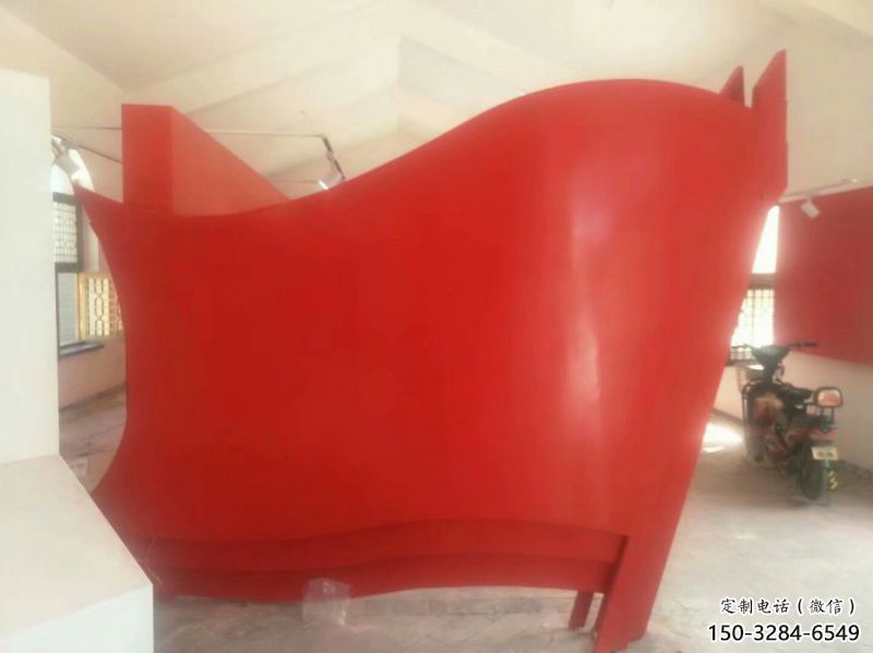 小區旗幟雕塑，拉絲黨建雕塑，抽象效果
