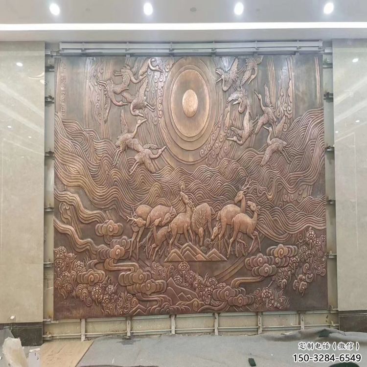 景觀仙鶴浮雕廠家，陸地擺件，公園動物浮雕精品