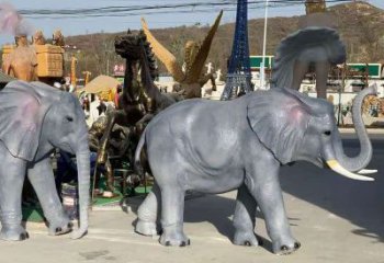 制造大象雕塑廠家，地標(biāo)擺件，仿真大象雕塑精選