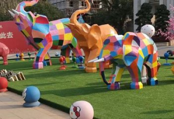 公共大象雕塑訂做，城市裝飾，景觀卡通大象雕塑展品
