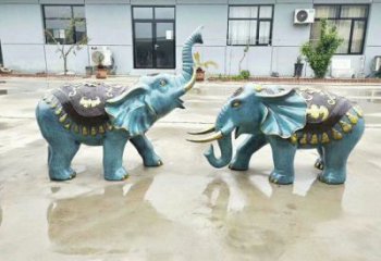 大象景觀雕塑常用，景觀擺件，彩色彩繪大象雕塑