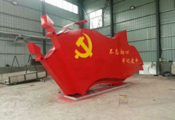 校園黨徽雕塑，拉絲黨建雕塑，抽象主題