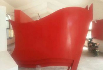 小區旗幟雕塑，拉絲黨建雕塑，抽象效果