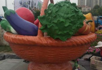 果籃雕塑觀賞型，街景小品，白菜果籃雕塑常用