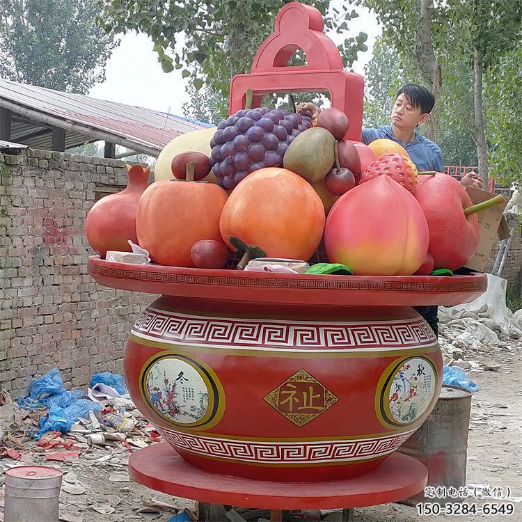 景觀果籃雕塑擺件優選，陸地擺件，園林藝術不銹鋼果籃雕塑供應