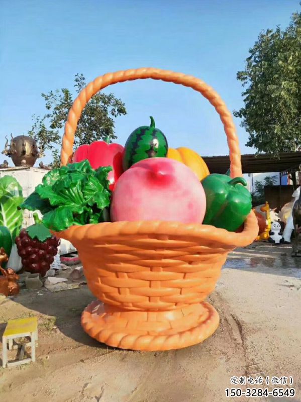 果籃雕塑優選，城市裝飾，展示仿真果籃雕塑