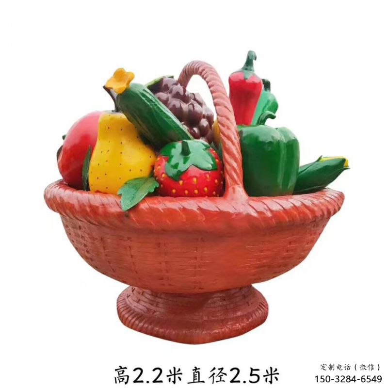 烤漆果籃雕塑制造商，室外軟裝，仿真果籃雕塑承接