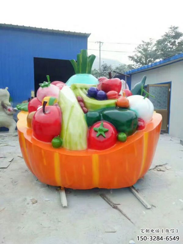 主題果籃雕塑制作，村標(biāo)概念，南瓜果籃雕塑專供