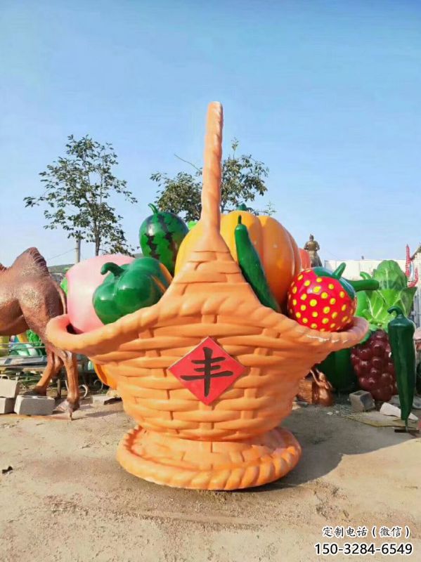 庭院果籃雕塑定做，廣場雕塑，水果果籃雕塑提供