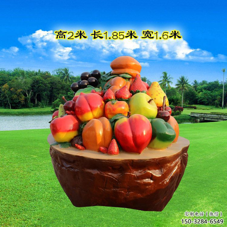 果籃雕塑訂做，室外軟裝，鐵藝果籃雕塑供應