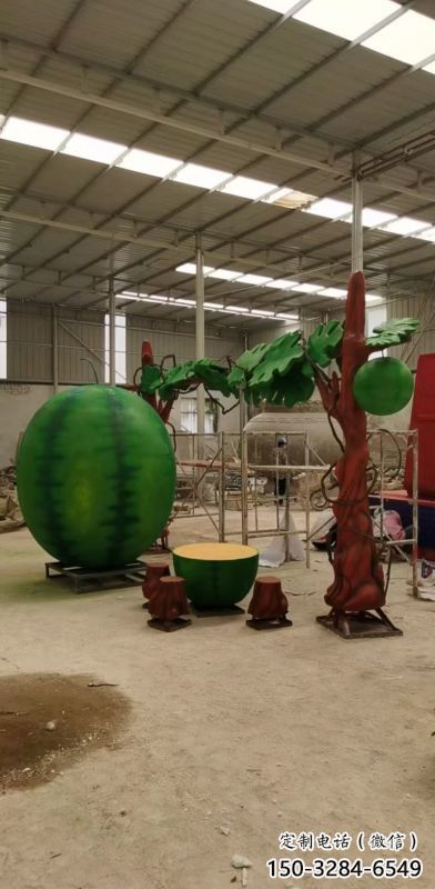 果籃雕塑優(yōu)選，陸地擺件，西瓜果籃雕塑制作