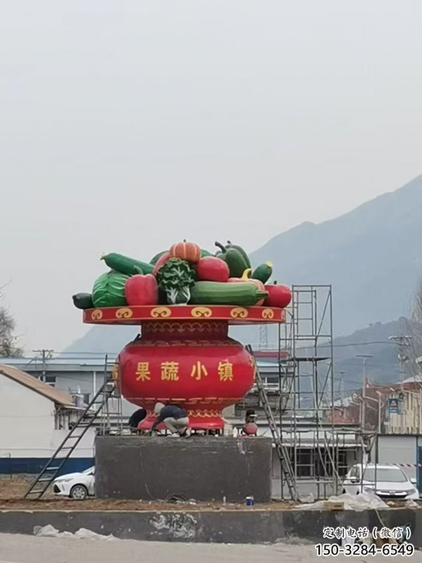 園林景觀花籃雕塑精選，陸地?cái)[件，公園景觀玻璃鋼花籃雕塑精品