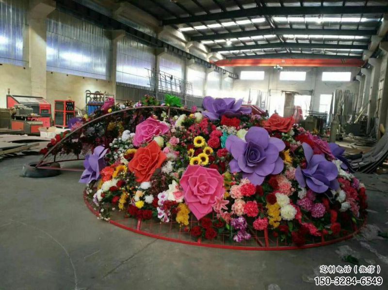 商業(yè)花籃雕塑承接，鍛造工藝，不銹鋼花籃雕塑抽象訂做