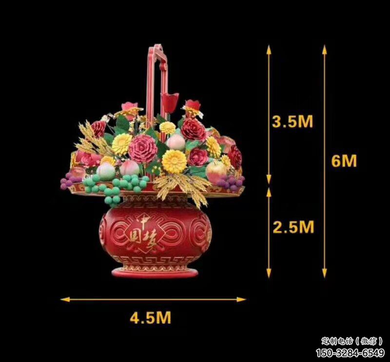 企業花籃雕塑供求，美陳雕塑，企業標志花卉花籃雕塑制造