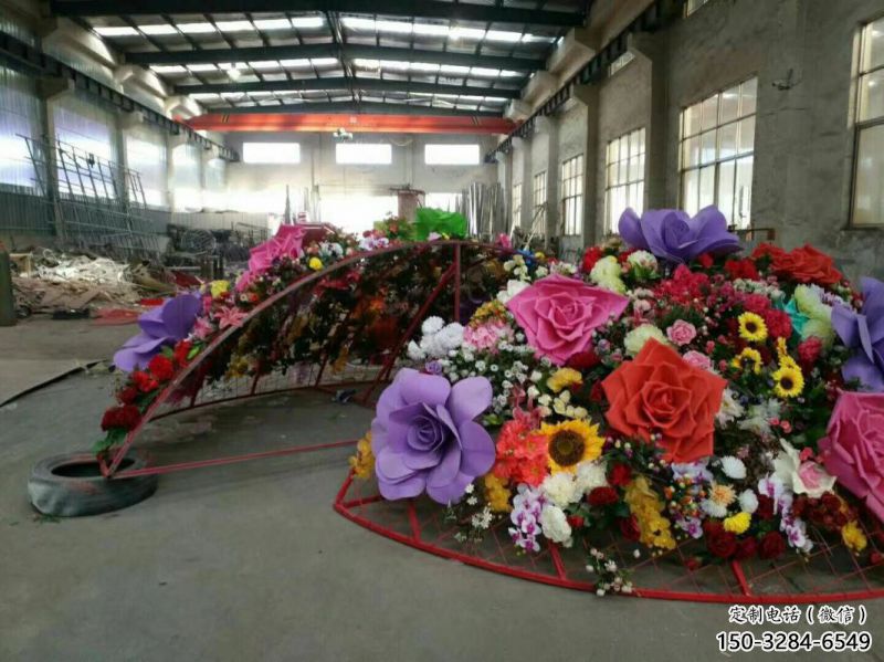 花籃雕塑定制制造，歐式風格，月季花花籃雕塑裝飾供給