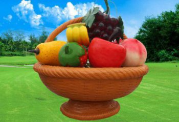 彩繪果籃雕塑通用，花園小品，廣場玻璃鋼果籃雕塑優(yōu)價(jià)