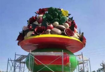 果籃雕塑精選，美陳雕塑，鍛鋼不銹鋼果籃雕塑通用