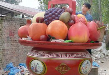 景觀果籃雕塑擺件優(yōu)選，陸地擺件，園林藝術(shù)不銹鋼果籃雕塑供應(yīng)