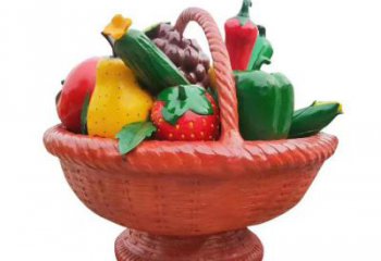 烤漆果籃雕塑制造商，室外軟裝，仿真果籃雕塑承接