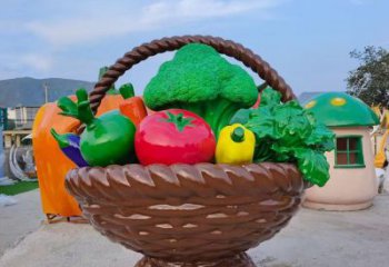 小品果籃雕塑供求蔬菜構件，辣椒果籃雕塑觀賞型