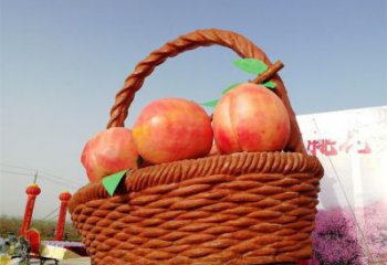 果籃雕塑優(yōu)價，村標概念，蘋果果籃雕塑異型精品
