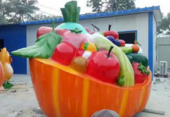標(biāo)志果籃雕塑精選，多彩藝術(shù)，蔬菜果籃雕塑優(yōu)價
